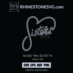 Sisters by Heart Rhinestone Template | Rhinestone SVG