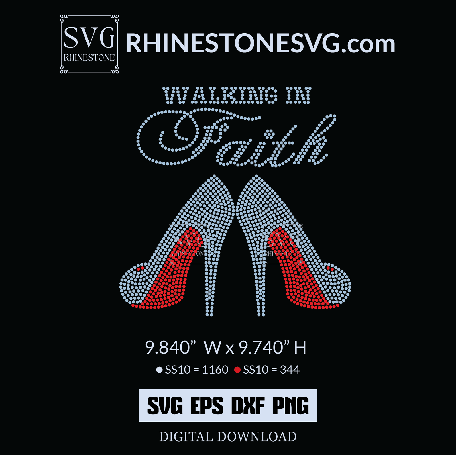 Walking in Faith Bling SVG – Rhinestone SVG