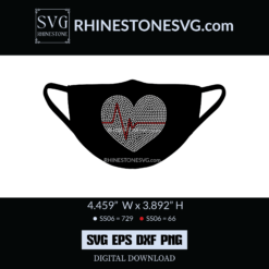 Heart Pulse Free Rhinestone Template | Free SVG Files