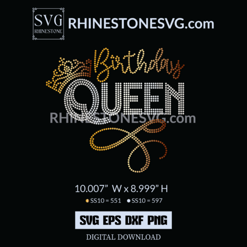 Rhinestone T Shirt Design Crown Birthday Queen | Cricut SVG