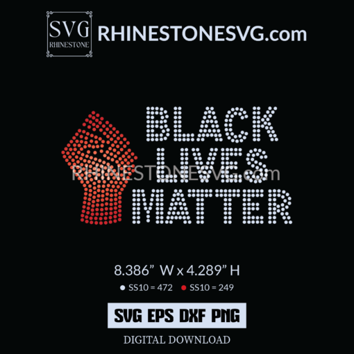 Black Lives Matter Fist Rhinestone SVG Template for Cricut