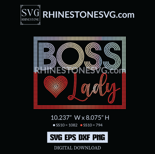 Boss Lady with Heart Rhinestone Template | Cricut Design