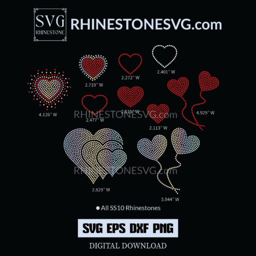 Heart Rhinestone Template bundle | Rhinestone SVG