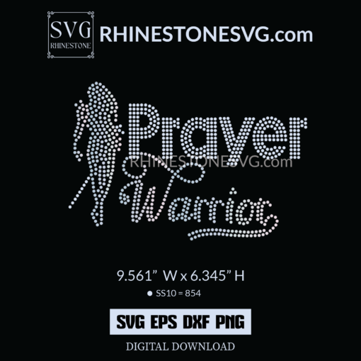 Prayer Warrior Rhinestone SVG Template for Cricut
