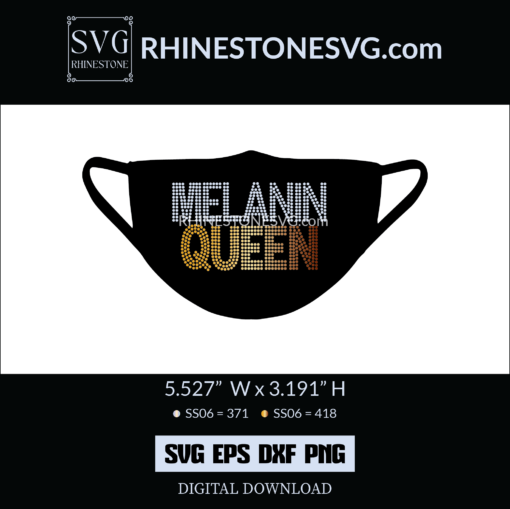 Melanin Queen Rhinestone Template for Cricut | Face Mask SVG