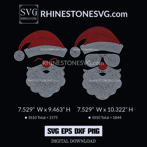 Santa Face Rhinestone SVG Template Christmas svg