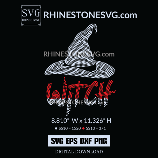 2021 Halloween Witch Hat SVG Rhinestone Design | Rhinestone SVG