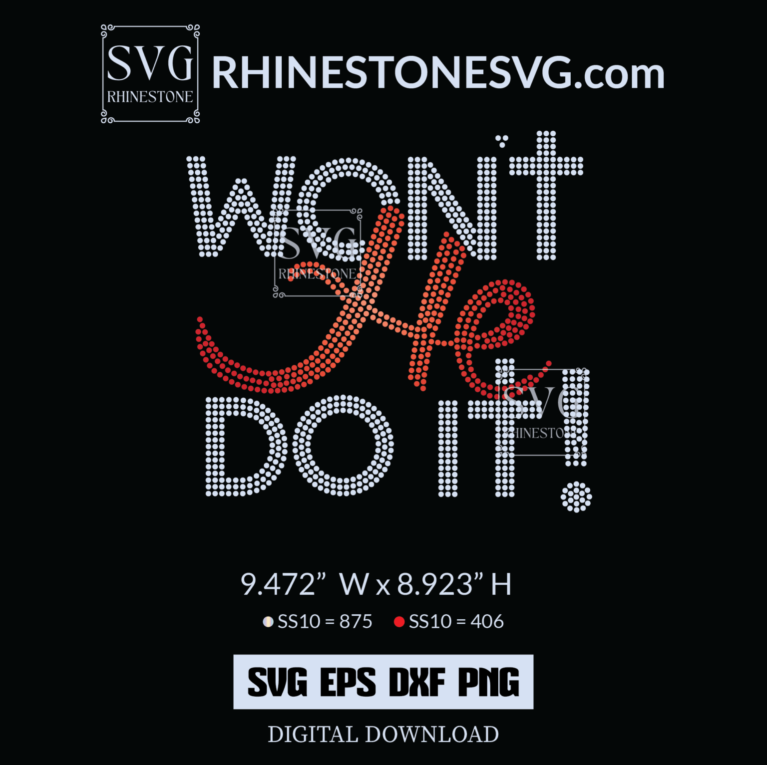 Won’t He do it Rhinestone Template – Rhinestone SVG