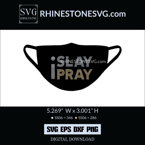 I Pray I Slay Rhinestone Design SVG File, Rhinestone Templates for Cricut Design