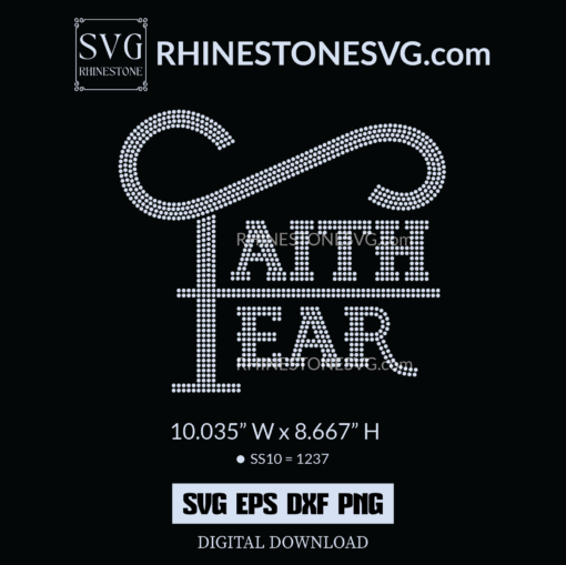 Faith Over Fear SVG Rhinestone Template for Cricut, Bible Quotes SVG File