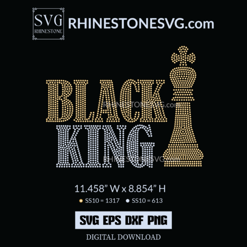Black King and Queen Shirts Design, SVG Rhinestone Template for Cricut