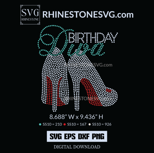 Birthday Diva Rhinestone SVG for Cricut, Birthday T Shirt design for women