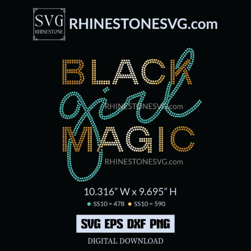 Black Girl Magic Rhinestone template | Afro Woman Silhouette