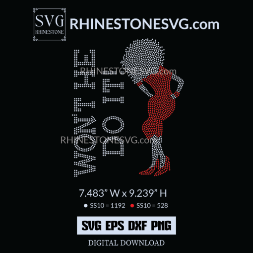 Won't He Do It Afro Girl Silhouette Rhinestone Transfer Designs, Cricut Design SVG File