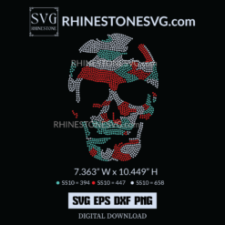Colorful Skull Rhinestone Template SVG, Bling Shirt Design for women