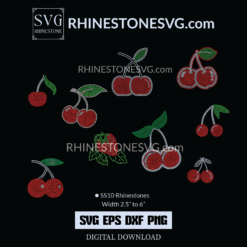 Cherry rhinestone templates for Cricut, Silhouette SVG File