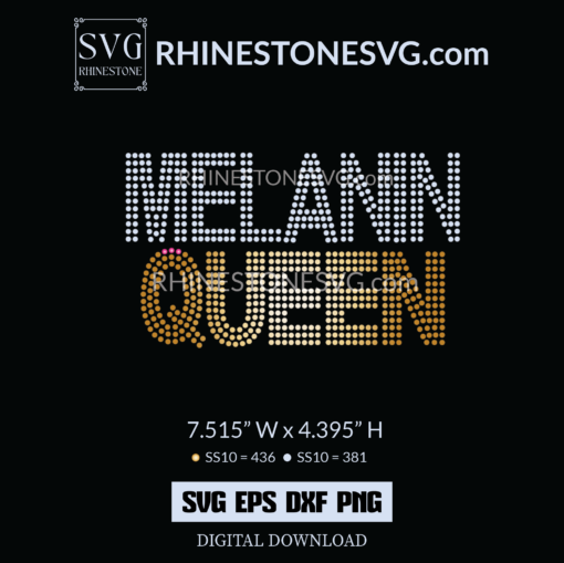 Melanin Queen Rhinestone SVG Template, Cricut Bling SVG Design