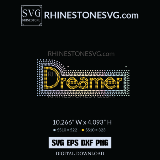 Dreamer Shirt Bling Design SVG, free rhinestone templates for silhouette