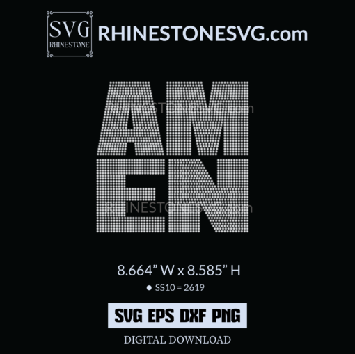 AMEN Bling T Shirt Design SVG, Downloadable Cricut Rhinestone Template