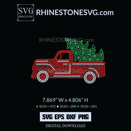Christmas Truck With Tree SVG Rhinestone Template, Christmas Rhinestone Shirt