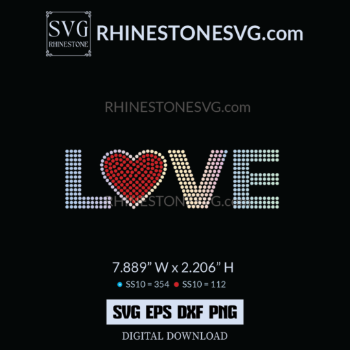 SS10 Love Rhinestone Template SVG File Download, Cricut SVG Cut File